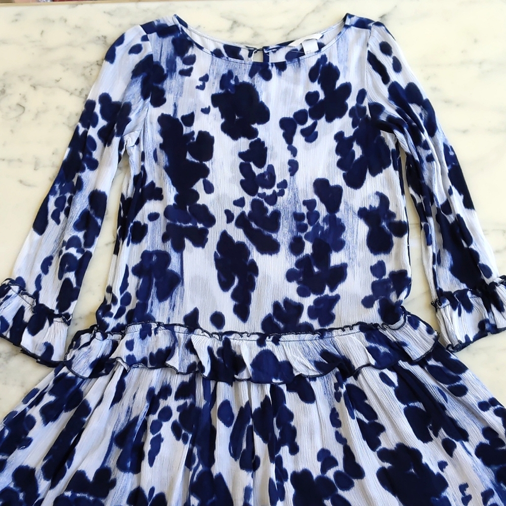 NWT. H&H 100% Viscose Floral Pattern Wrinkle Loose Fit Dress with ruffles.